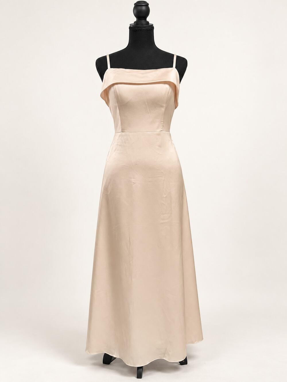 AW Bridal Champagne Satin-Finish Maxi Bridesmaid Dress Size 8